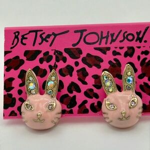 Betsey Johnson Pink and Gold Bunny Earrings